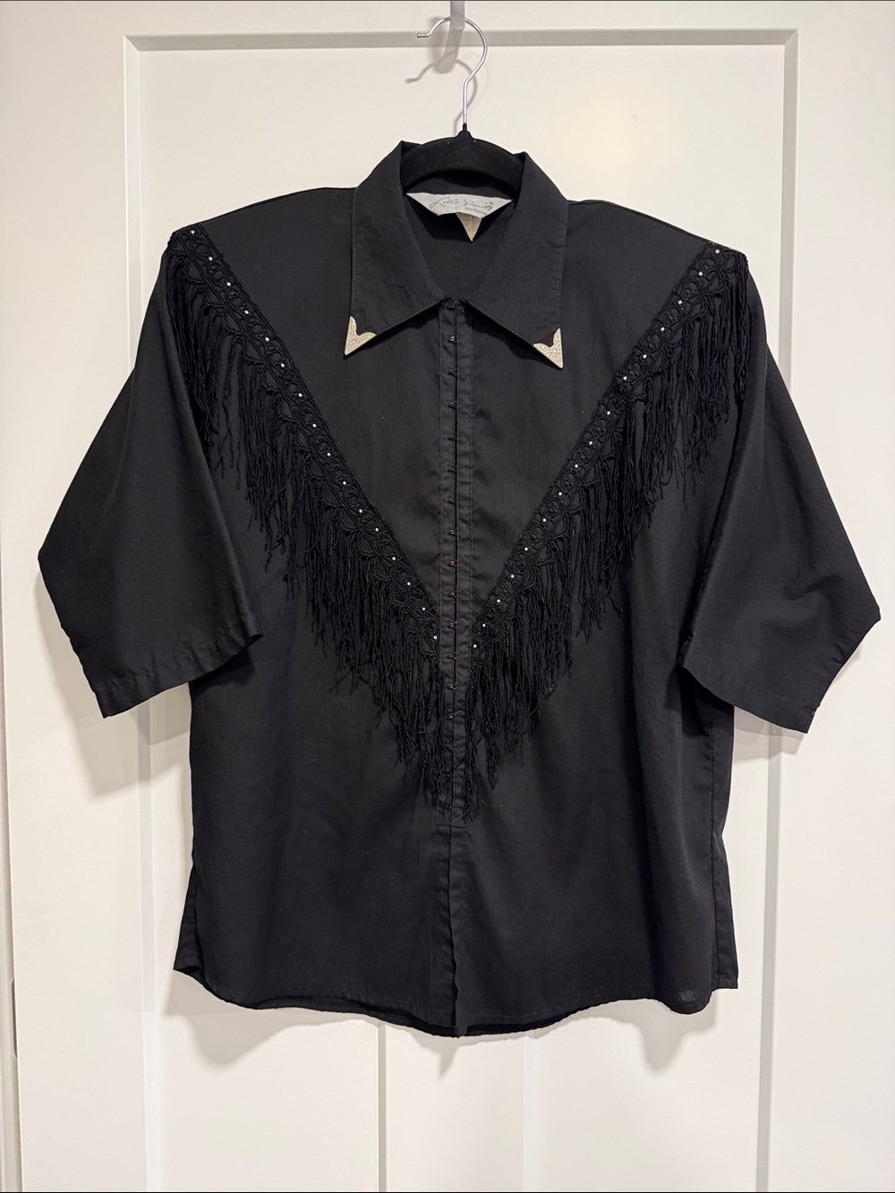 Vintage Lillia Smith Black Western Fringe Shirt – Size Medium